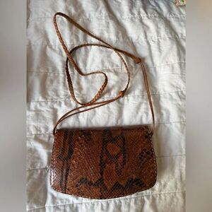 1970s Genuine Python Snakeskin Edgy Grunge Chic Handbag